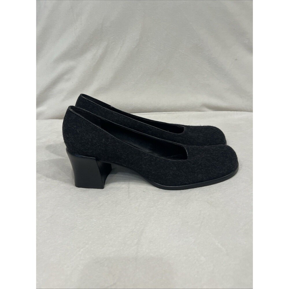 Enzo Angiolini Latura 2 Black Wool Blend Block Heel Pumps Shoes Women Size 7.5